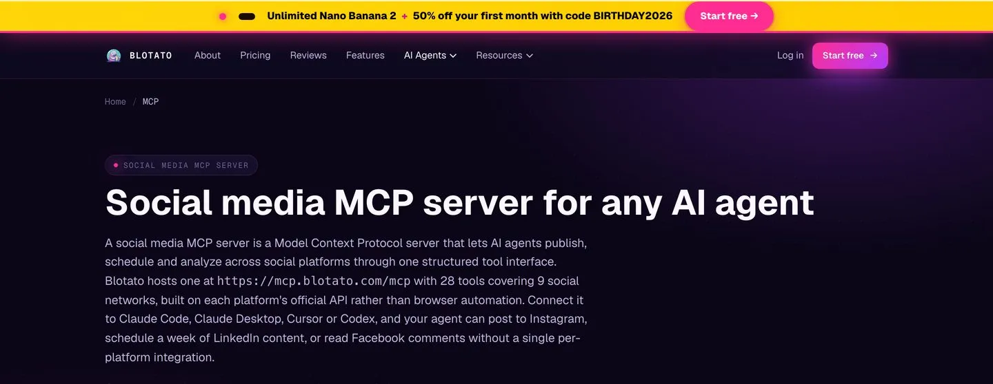 Higgsfield alternatives: Blotato social media MCP server for publishing AI video