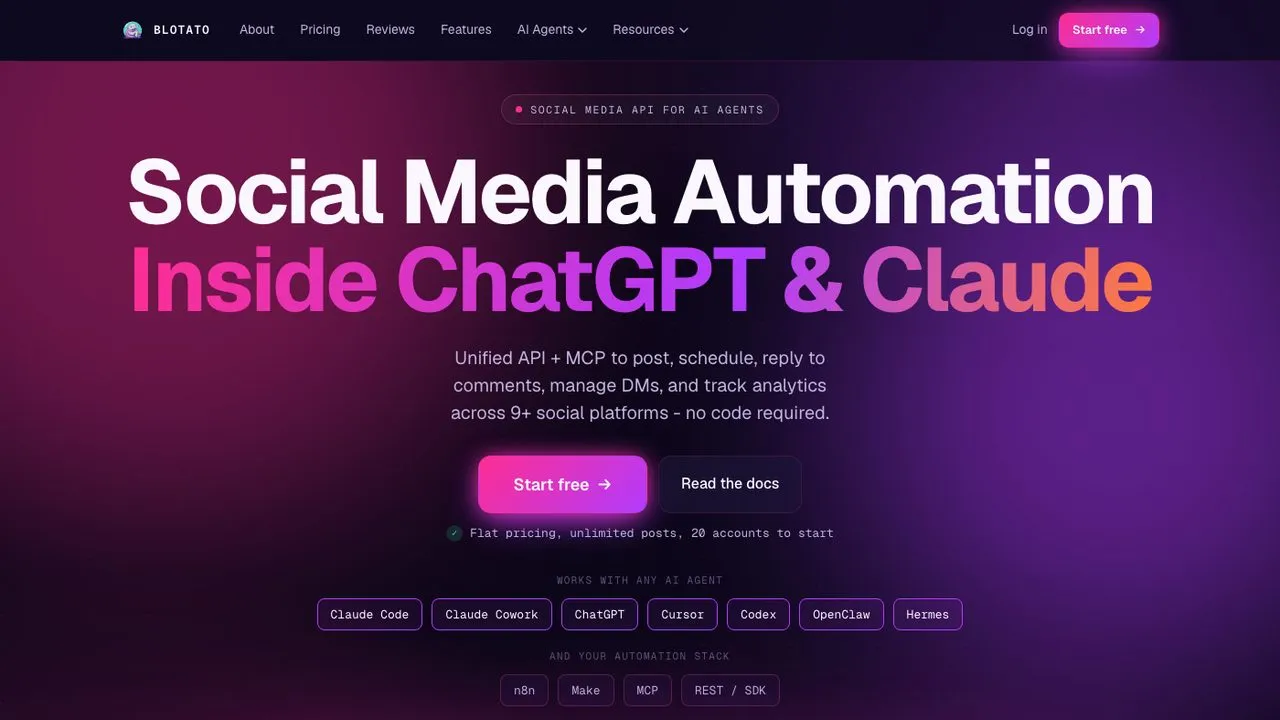 Typefully alternatives: Blotato dashboard for publishing to nine social platforms