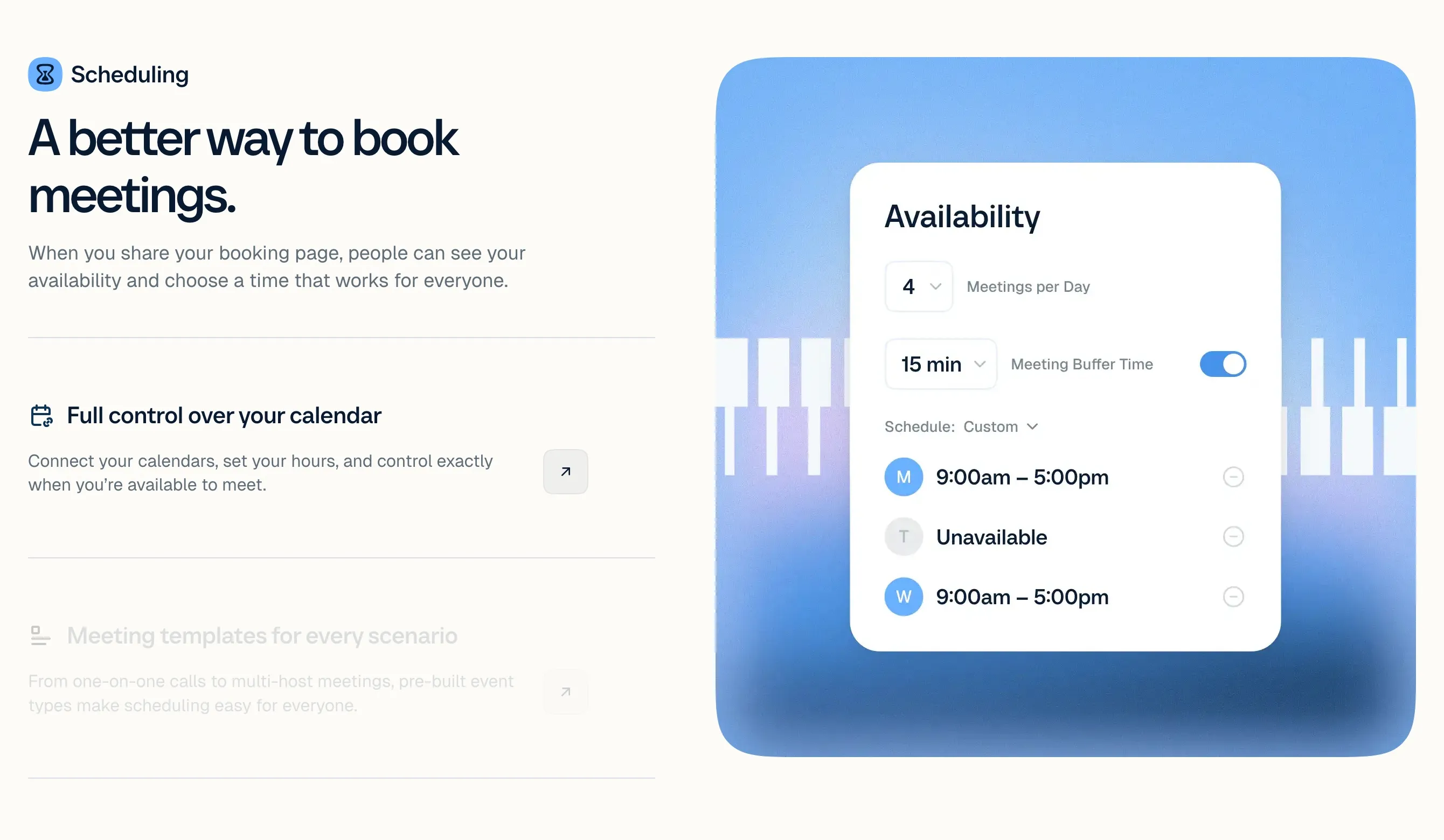 Calendly scheduling tool showing available meeting times