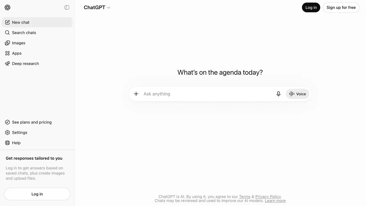 ChatGPT interface for AI content creation and social media captions