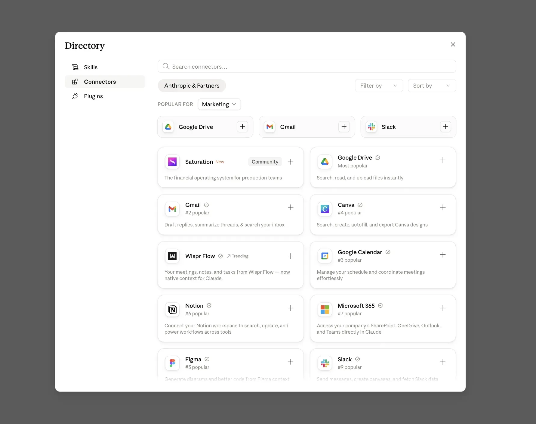 Adding a Claude workflow connector: the Connectors directory in Claude where the Blotato MCP connector is added.