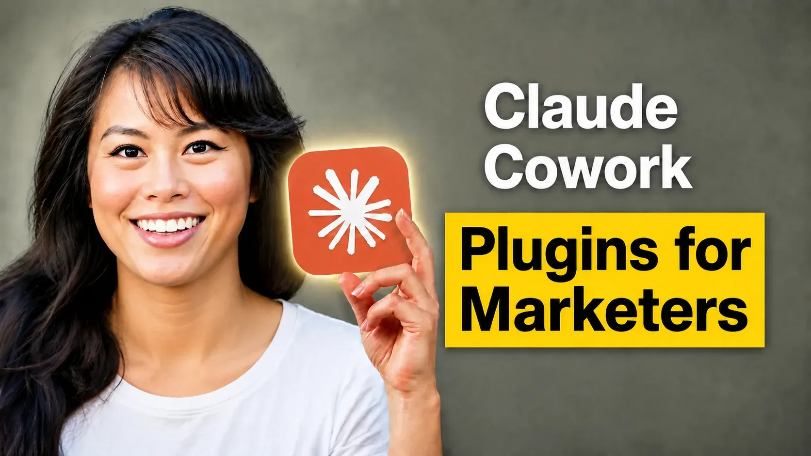 Claude Cowork plugins for marketers: a marketer holding the Claude Cowork icon next to the post title.