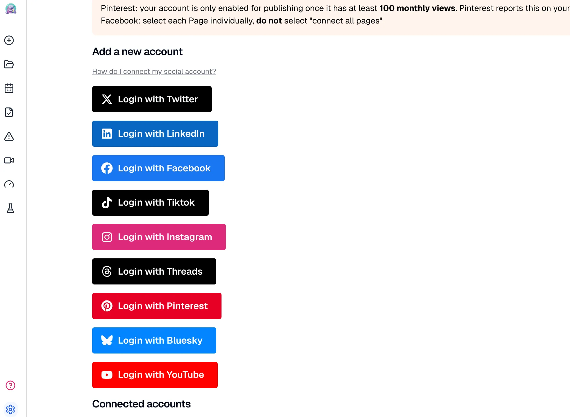 post to LinkedIn with Claude: the Login with LinkedIn button in Blotato Settings under Add a new account