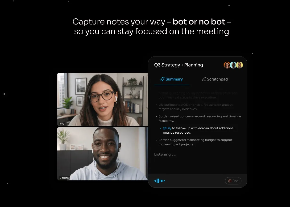 Fathom AI meeting notetaker interface showing call summary and action items