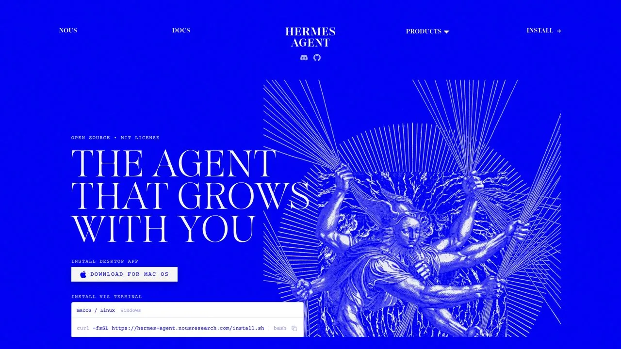 Hermes Agent by Nous Research, an open-source MIT-licensed agent with MCP support