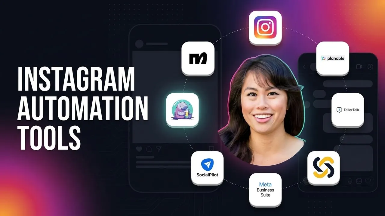 Instagram automation tools compared for publishing and DM automation, with the Instagram, Manychat and Blotato logos.