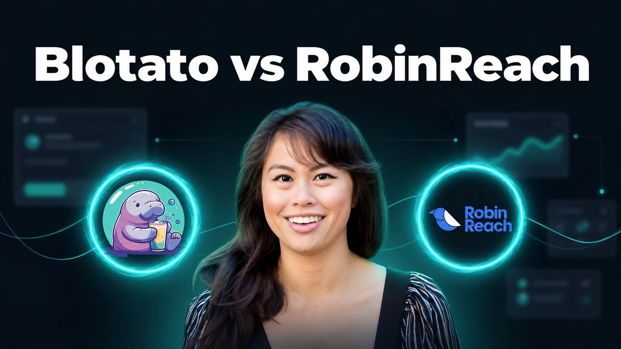 Blotato vs RobinReach compared on MCP and API tier gating, comment-to-DM automation, and brand-based pricing.