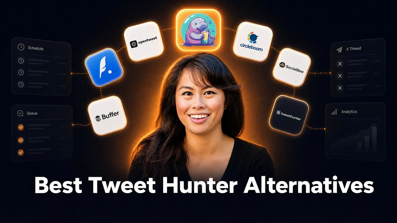 Best Tweet Hunter alternatives for social media: Blotato, Typefully, OpenTweet, Circleboom, SocialBee and Buffer