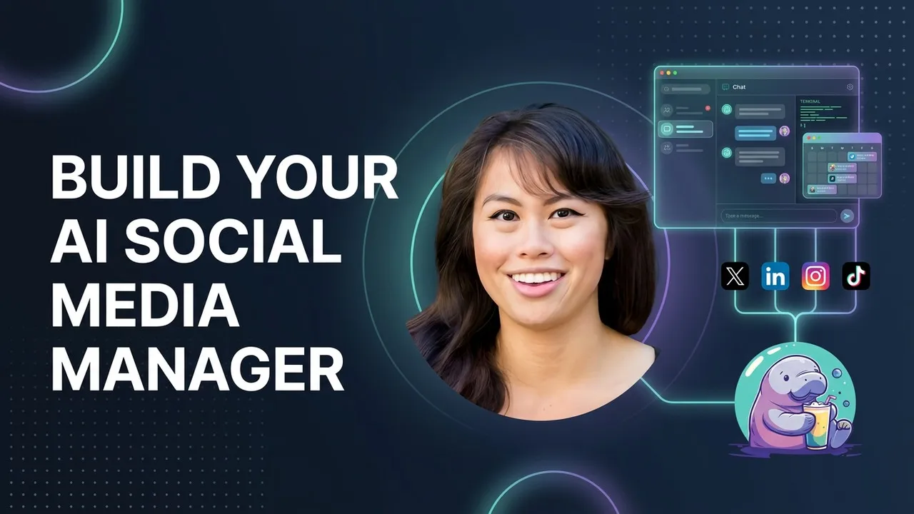 An AI social media manager pipeline: a skill file, an MCP connector, and a calendar of scheduled posts running from one chat window.