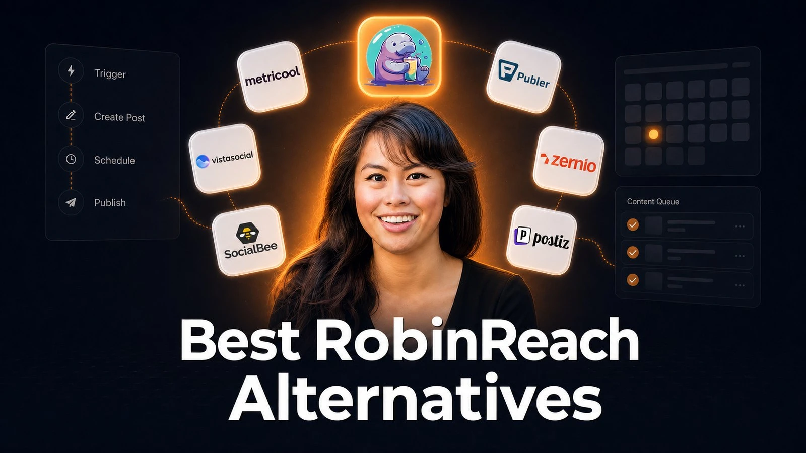 Best RobinReach alternatives for social media management and multi-brand publishing, compared by Sabrina Ramonov.