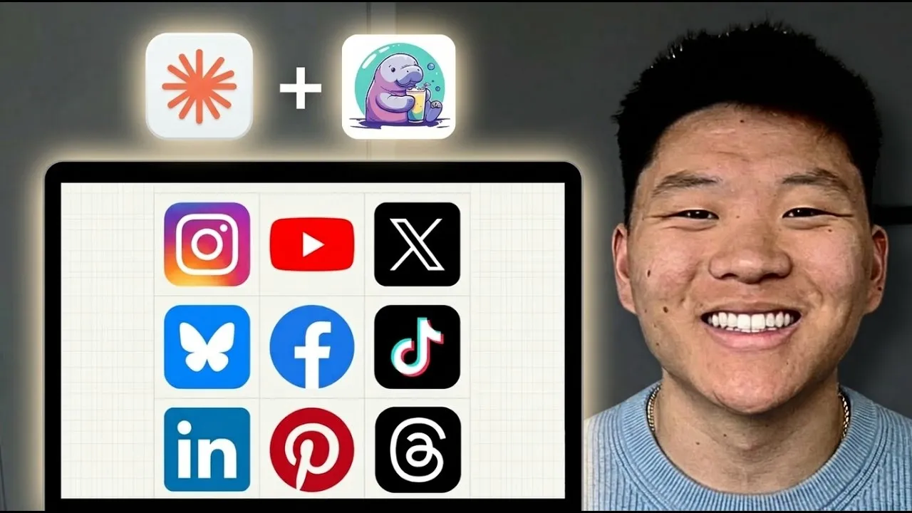 Nate Herk building a Claude Code skill that repurposes a YouTube video into social media posts