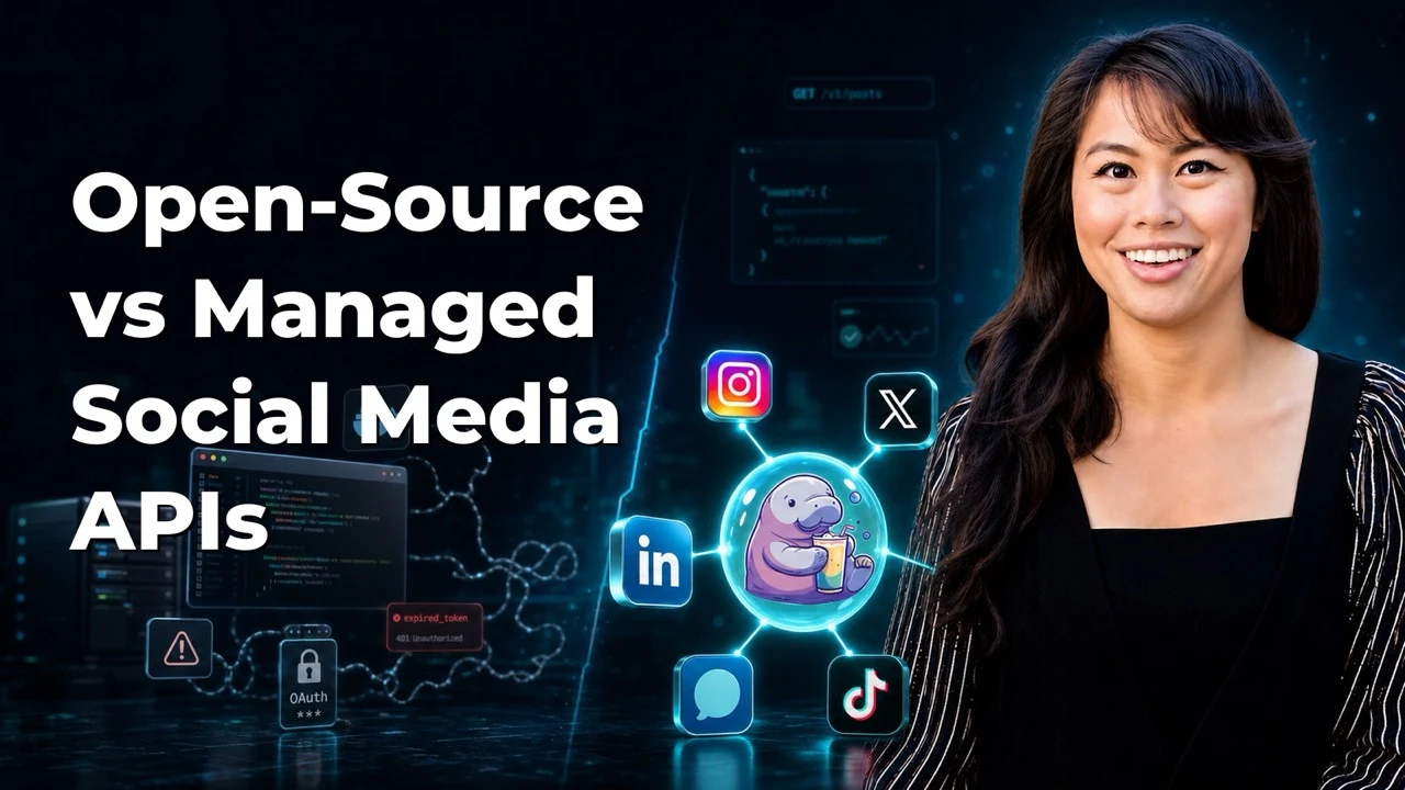Open-source vs managed social media APIs, compared for developers and creators who want to post to multiple platforms.