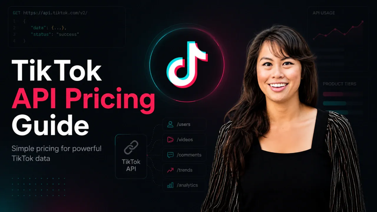 Sabrina Ramonov featured cover for the 2026 TikTok API Pricing guide.