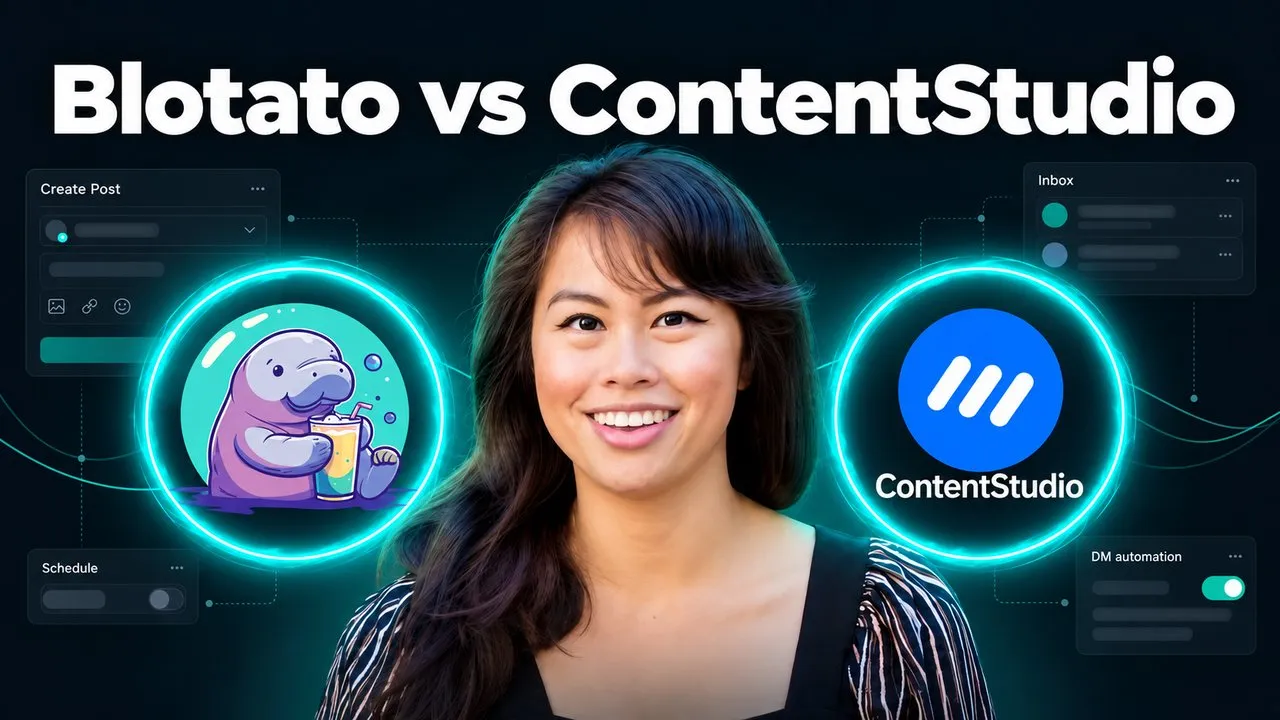 Blotato vs ContentStudio compared for social media DM automation, inbox access, and cost at your account count.