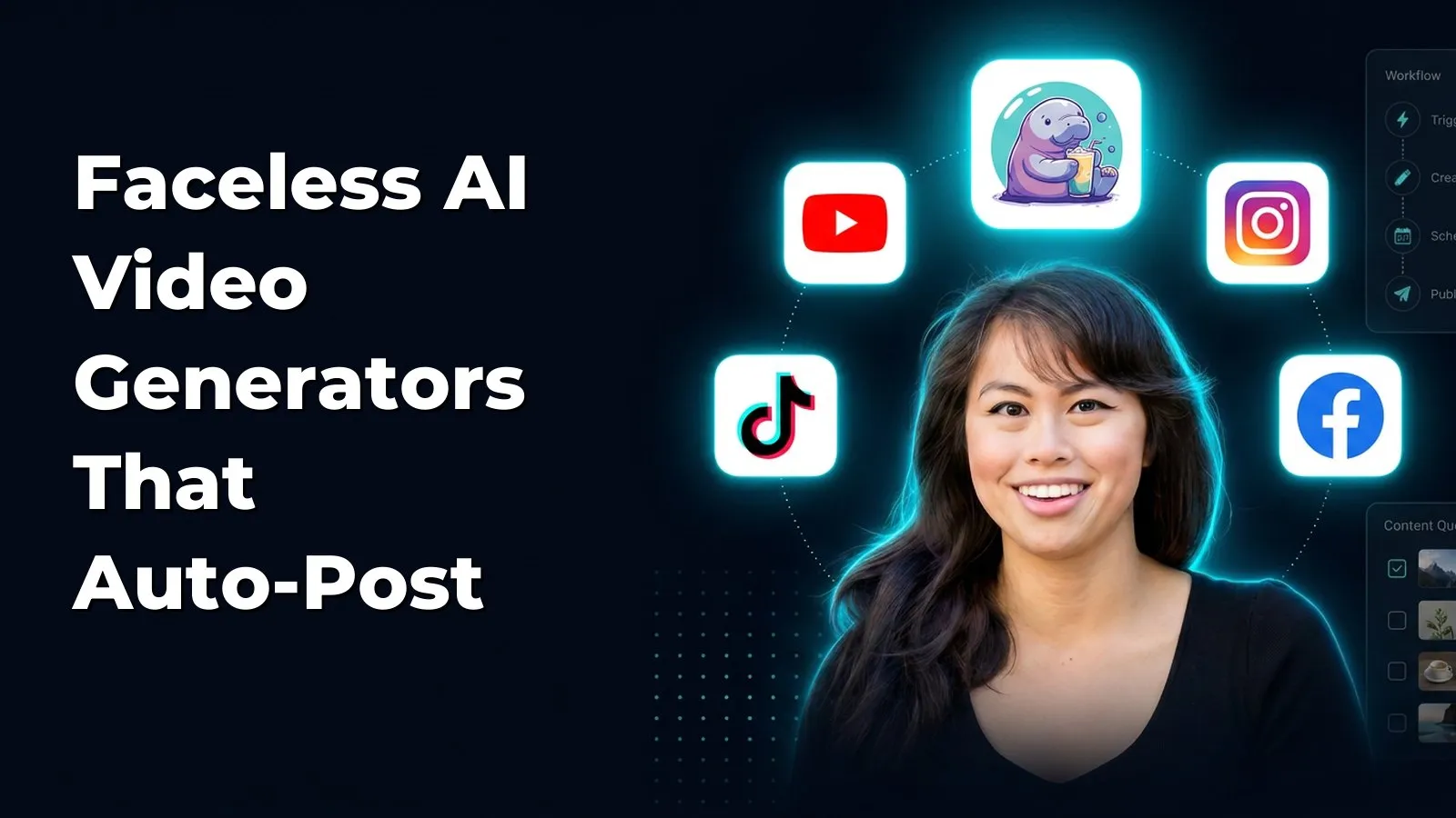 Faceless AI video generators that auto-post, compared on platform coverage and publishing