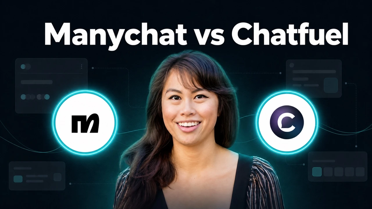 Manychat vs Chatfuel compared as social media DM automation platforms, with the Manychat and Chatfuel logos.