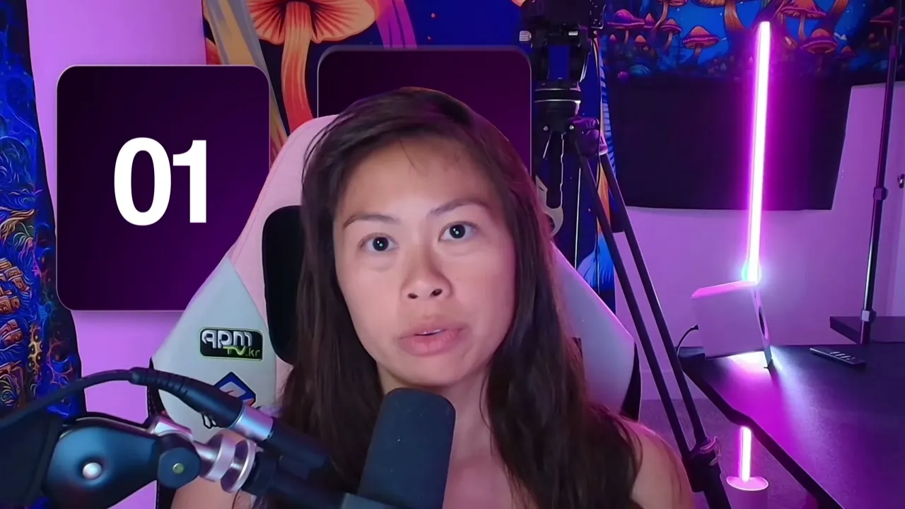 Animated card overlay reading "01" introducing the first faceless passive income idea, an Instagram account built around an AI avatar.