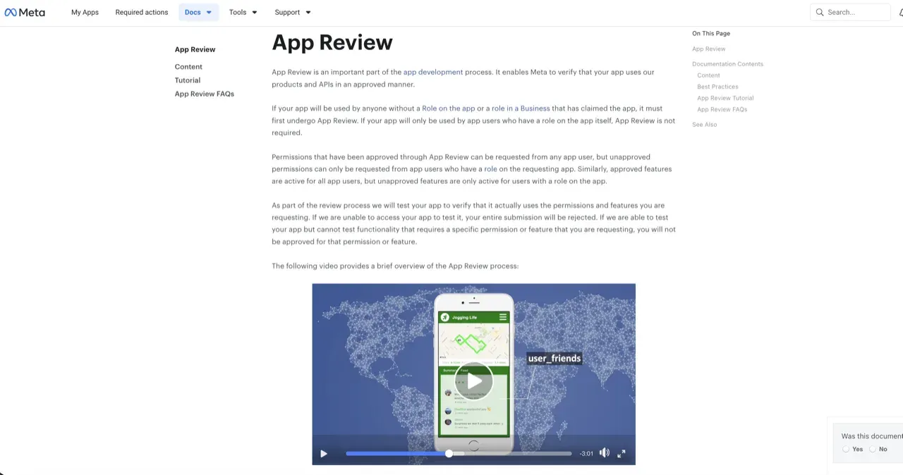 Meta's official App Review documentation. Every Advanced Access permission on the Instagram API has to pass this review before your app can use it on accounts you don't personally own or manage.
