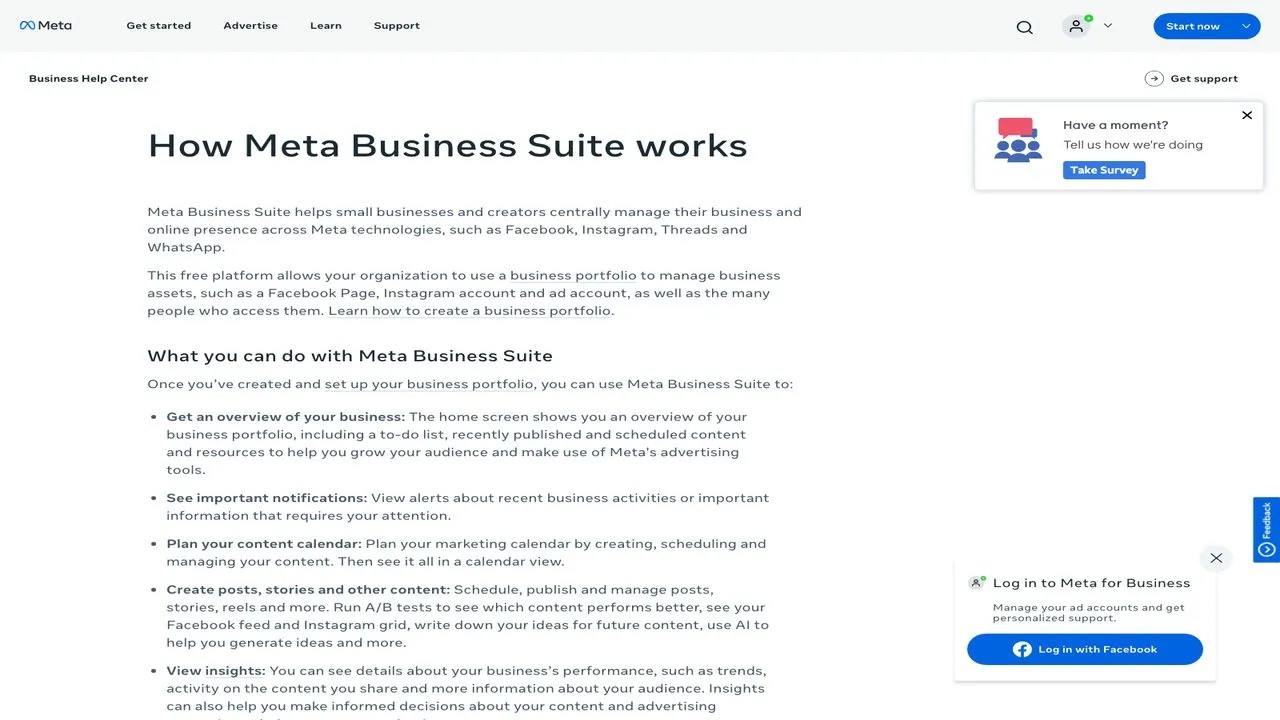Instagram automation tools: Meta Business Suite help page explaining inbox automations