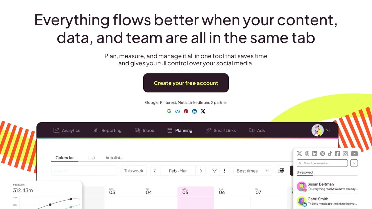 Typefully alternatives: Metricool analytics and content calendar dashboard