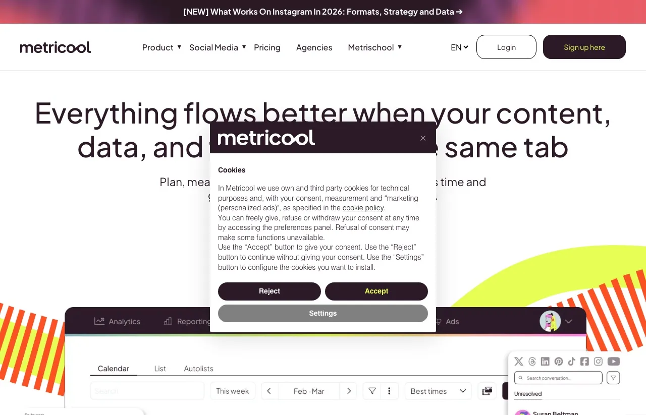 Postiz alternative Metricool: social media scheduling with in-depth analytics and reporting