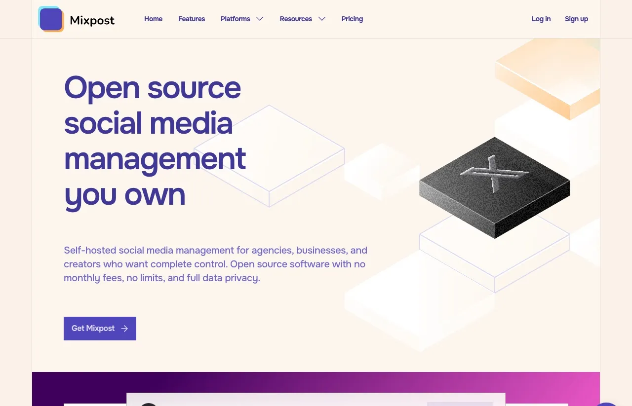Postiz alternative Mixpost: a self-hosted social media management tool with a one-time license