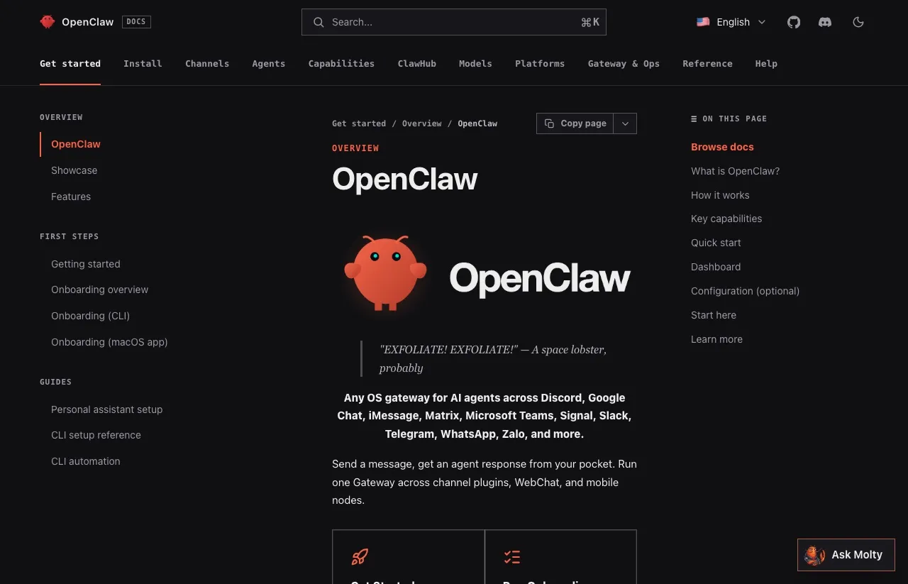 The OpenClaw MCP documentation, showing the CLI subcommands for adding and probing remote servers.
