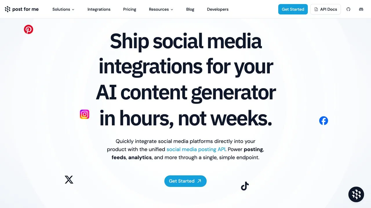 Post for Me social media posting API for shipping integrations into AI content products