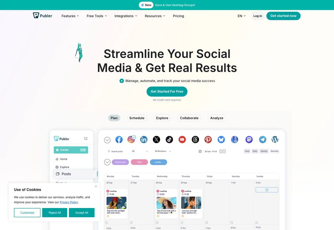 Publer social media scheduler dashboard showing X Twitter in the platform row