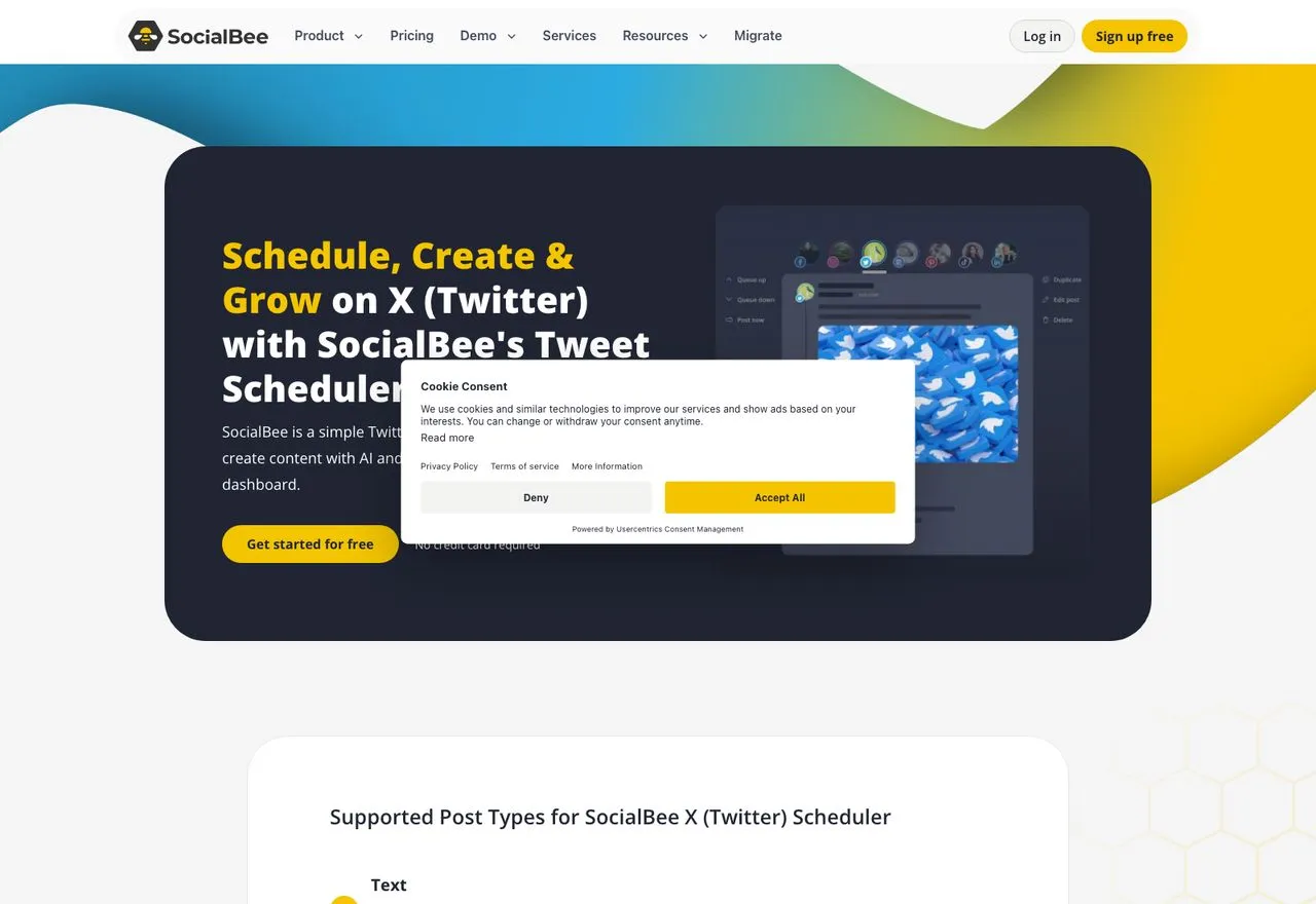 SocialBee X Twitter post scheduler showing category-based content queues