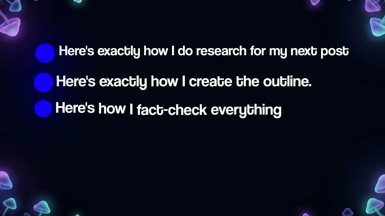 On-screen graphic listing the documentation a Substack owner builds for an eventual team: "Here's exactly how I do research for my next post," "Here's exactly how I create the outline," "Here's how I fact-check everything."