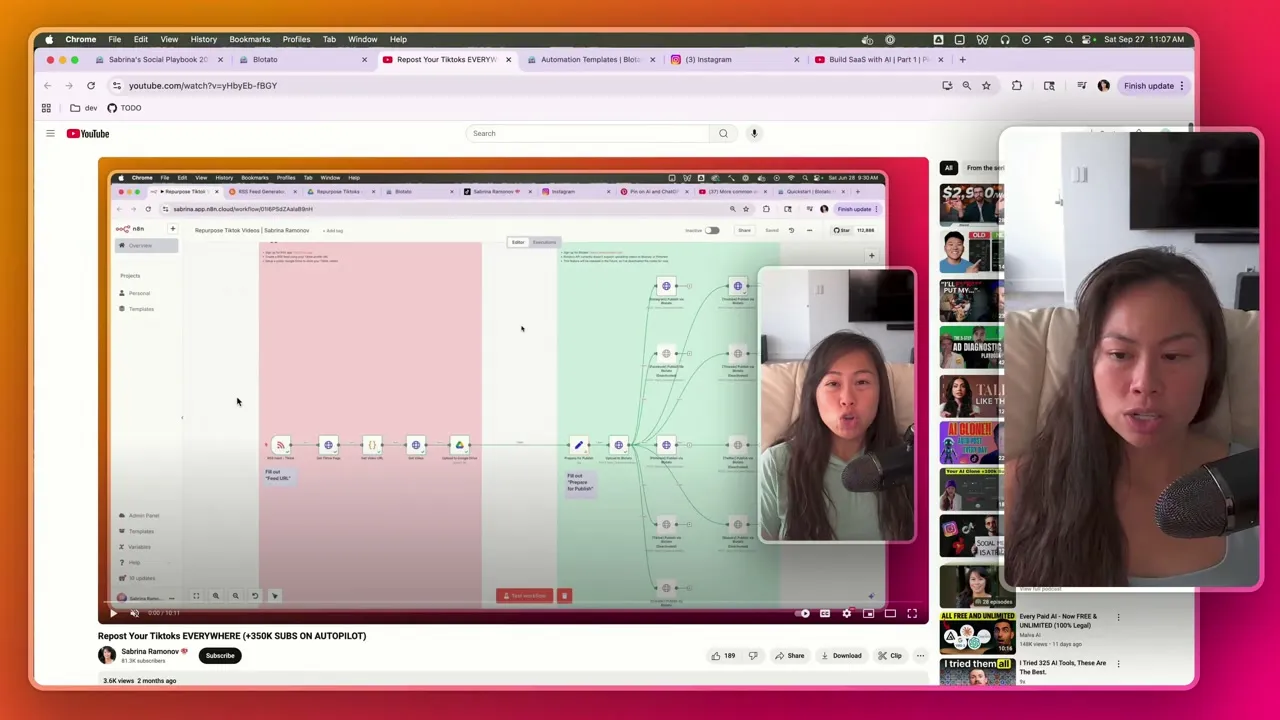 n8n automation workflow for cross-posting TikToks