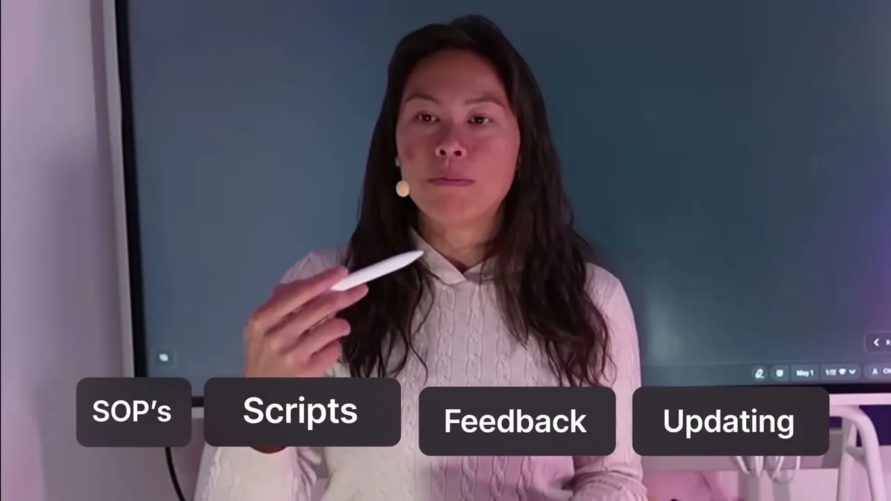 The four inputs that train an AI agent like a junior employee: SOPs, scripts, feedback, and continuous updating.