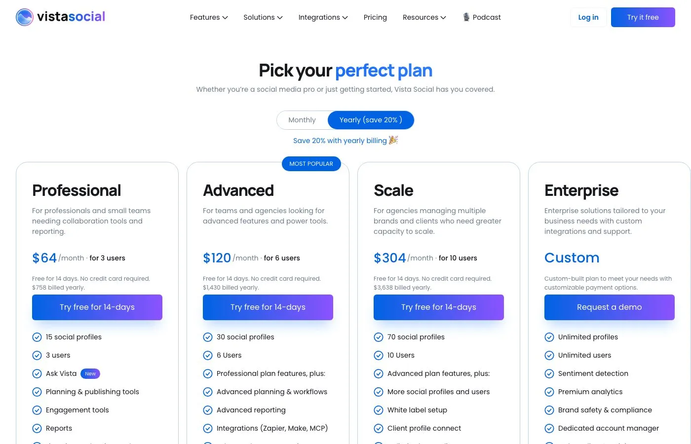Publer alternative Vista Social pricing plans for agencies